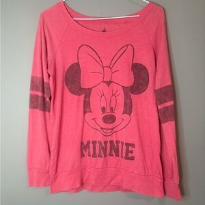 Disney Parks Minnie Mouse Varsity Sweatshirt XS Pink Graphic